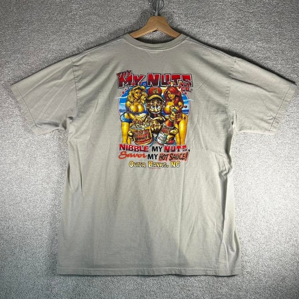 Vintage Try my nuts vulgar graphic humor funny tee shirt tshirt Size XL